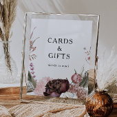 バーガンディ ボーホー フラワーのカードとギフトのサイン ポスター