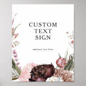 バーガンディ ボーホー フラワーのカードとギフト オーダーメイド サイン (正面)