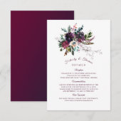 バーガンディ ボーホー フラワーの結婚式のブーケの詳細 エンクロージャーカード (正面/裏面)