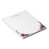 バーガンディ·ボーホー·フローラ文パーソナライズされた房具 ノートパッド (アングル)