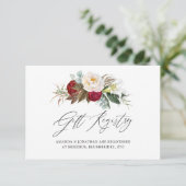 バーガンディ - マルサラ フローラル ウェディング ギフト レジストリー エンクロージャーカード (スタンド正面)