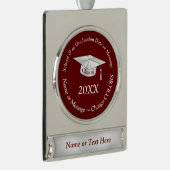 バーガンディ、マルーン、卒業ツリーオーナメント シルバープレートバナーオーナメント (右)
