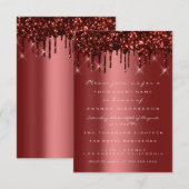 バーガンディ マロン グリッター ドリップス ブライダル スイート 16 招待状 (正面/裏面)