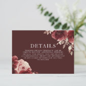 バーガンディ マローネ ローズ エレガント ウェディング 詳細 エンクロージャーカード (スタンド正面)