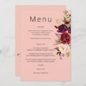 バーガンディ マーサラと ブッシュ フラワーメニュー - ピンク 2 招待状 (正面/裏面)