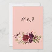 バーガンディ マーサラと ブッシュ フローラル メニュー - ピンク 2 インチ 招待状 (裏面)