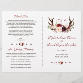 バーガンディ マーサラ フローラル アントラーズ ウェディングプログラム