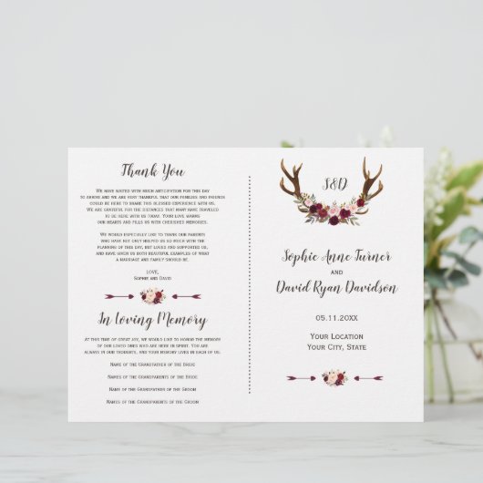 バーガンディ マーサラ フローラル アントラーズ ウェディングプログラム (スタンド正面)