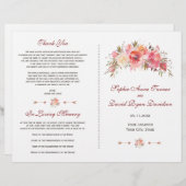 バーガンディ マーサラ フローラル アントラーズ ウェディングプログラム (正面/裏面)