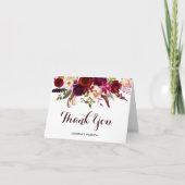 バーガンディ マーサラ フローラル ウェディング サンクス サンキューカード (正面)