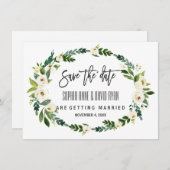 バーガンディ マーサラ フローラル ハンドライティング セーブ・ザ・デート (正面/裏面)