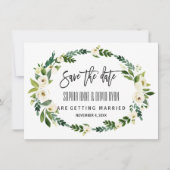 バーガンディ マーサラ フローラル ハンドライティング セーブ・ザ・デート (正面)