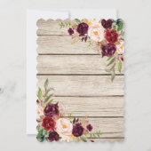 バーガンディ マーサラ フローラル ランタン ブランシュ & バブル 招待状 (裏面)