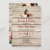 バーガンディ マーサラ フローラル ランタン ブランシュ & バブル 招待状 (正面/裏面)