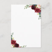 バーガンディ マーサラ & ブラッシュ フローラル ウェディング 詳細 エンクロージャーカード (裏面)