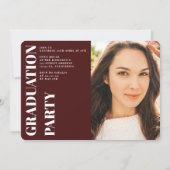 バーガンディ ミニマリスト モダン 3枚 卒業 招待状 (裏面)