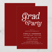 バーガンディ ミニマル レトロ 卒業おめでとう 招待状 (正面/裏面)