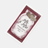 バーガンディ・メイソン・ジャー・バーン・ウッド結婚ミスター&ミセス (コーナー)