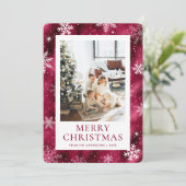 バーガンディ・メリークリスマス・スノーフレーク・スノーフレーク写真 シーズンカード (スタンド正面)