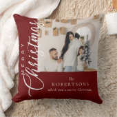 バーガンディ・メリー・クリスマスの写真 クッション (ブランケット)