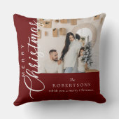 バーガンディ・メリー・クリスマスの写真 クッション (裏面)