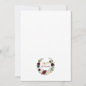 バーガンディ メルロとネイビーブルーの花のブーケ 結婚式 招待状 (裏面)