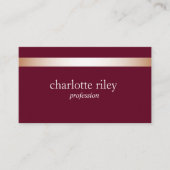 バーガンディ | モダンバラストライプのスタイリッシュ 名刺 (正面)