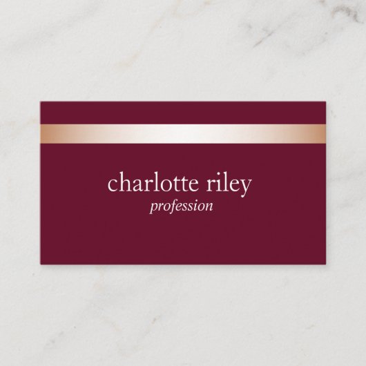 バーガンディ | モダンバラストライプのスタイリッシュ 名刺 (正面)
