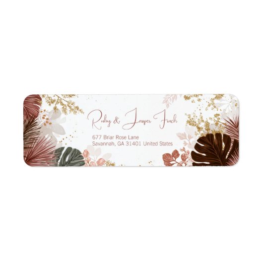 バーガンディ モンステラ ゴールド スターダスト ボタニカル ラベル (正面)