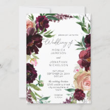 バーガンディ＆ライトブラッシュピンクの花の結婚式