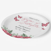 バーガンディ ライフタイム オブ バタフライ ブライズ シャワー ペーパープレート (アングル)