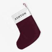 バーガンディ・ラズベリー・ブルガン無地のディ スモールクリスマスストッキング (裏面 (吊り時))