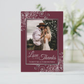 バーガンディ・ラブのシルバーレース感謝してい結婚ズ サンキューカード (スタンド正面)