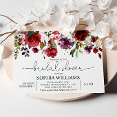 バーガンディ&レッドフラワーブライダルシャワー招待 招待状