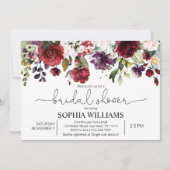 バーガンディ&レッドフラワーブライダルシャワー招待 招待状 (正面)