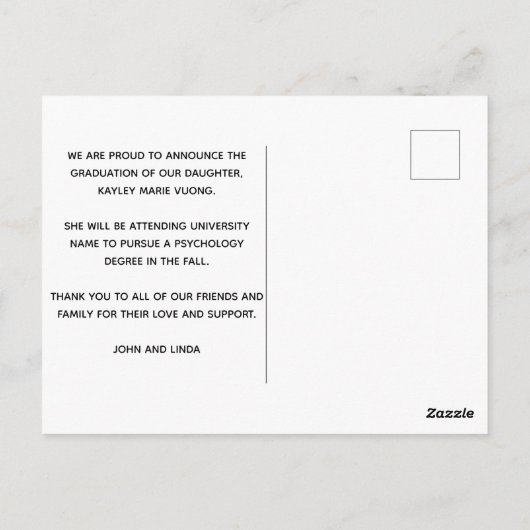 バーガンディ・レッド卒業写真シック2023卒業生 ポストカード (裏面)