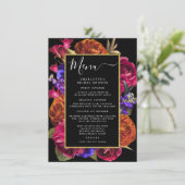 バーガンディ レッド パープル オレンジ フローラル メニュー 招待状 (スタンド正面)