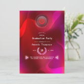 バーガンディ・レッド&ピンクのバーチャル卒業パーティー 招待状 (スタンド正面)