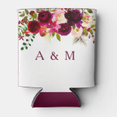 バーガンディ レッド フラワーズ ウェディングエンゲージメントパーティー 缶クーラー (正面)