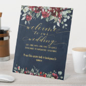 バーガンディ·レッド·プーニー&金ゴールドファンシーフォント書 台座サイン (インサイチュ)