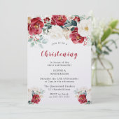 バーガンディ レッド ホワイト シマー 誕生 洗礼 招待状 (スタンド正面)