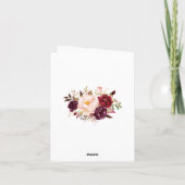 バーガンディ レッド ラレース フローラル ストリング ライト ありがとう サンキューカード (裏面)