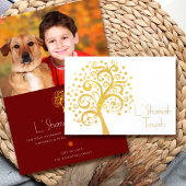 バーガンディ・ロシュ・ハシャナ木ライフ写真実在金ゴールド 箔カード