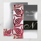 バーガンディ ワイト シャンパン RED VELVET TULIP モノグラム 招待状 (正面/裏面)