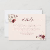 バーガンディ ワイルドフラワー ウェディング 詳細 封入カード 招待状 (正面)