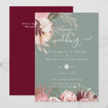 バーガンディ ワインパンパス グラストロピカル ウェディング