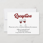 バーガンディ ワインレッド ウェディング レセプション ワイン グラス 招待状 (正面)