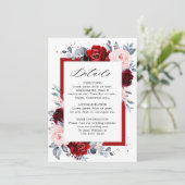 バーガンディ ワイン ダスティ ブルー スレート 結婚式 詳細 エンクロージャーカード (スタンド正面)