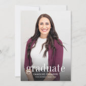 バーガンディ | 写真カジュアル卒業パーティー 招待状 (正面)