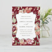 バーガンディ |熱帯ファンタジーボホフローラ結婚ズ 招待状 (スタンド正面)